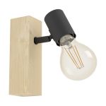 Eglo Wall Light Townshend 3 Wood Steel Black | IP20 - Suitable for 1x E27