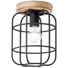Brilliant Gwen Ceiling Light Metal Wood Black | 200mm - Suitable for 1x E27
